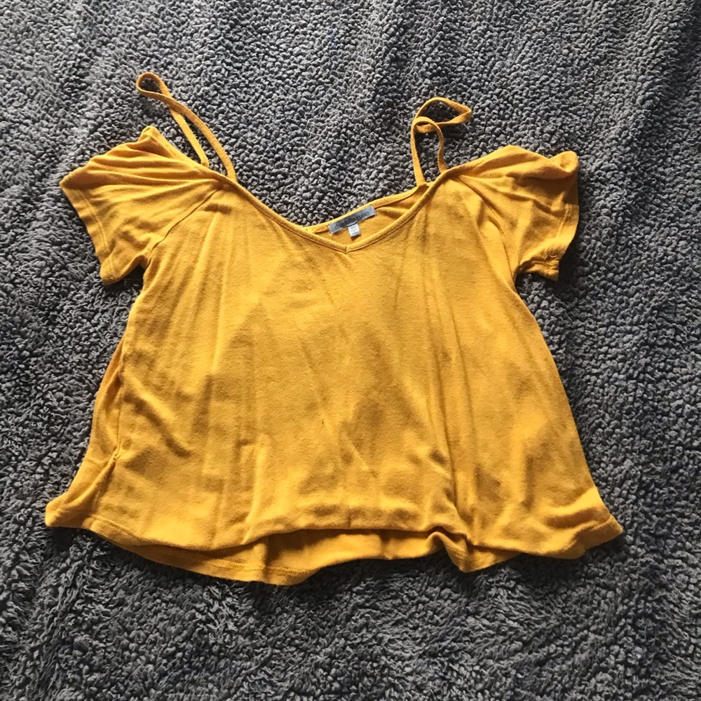 Off the shoulder yellow crop top
